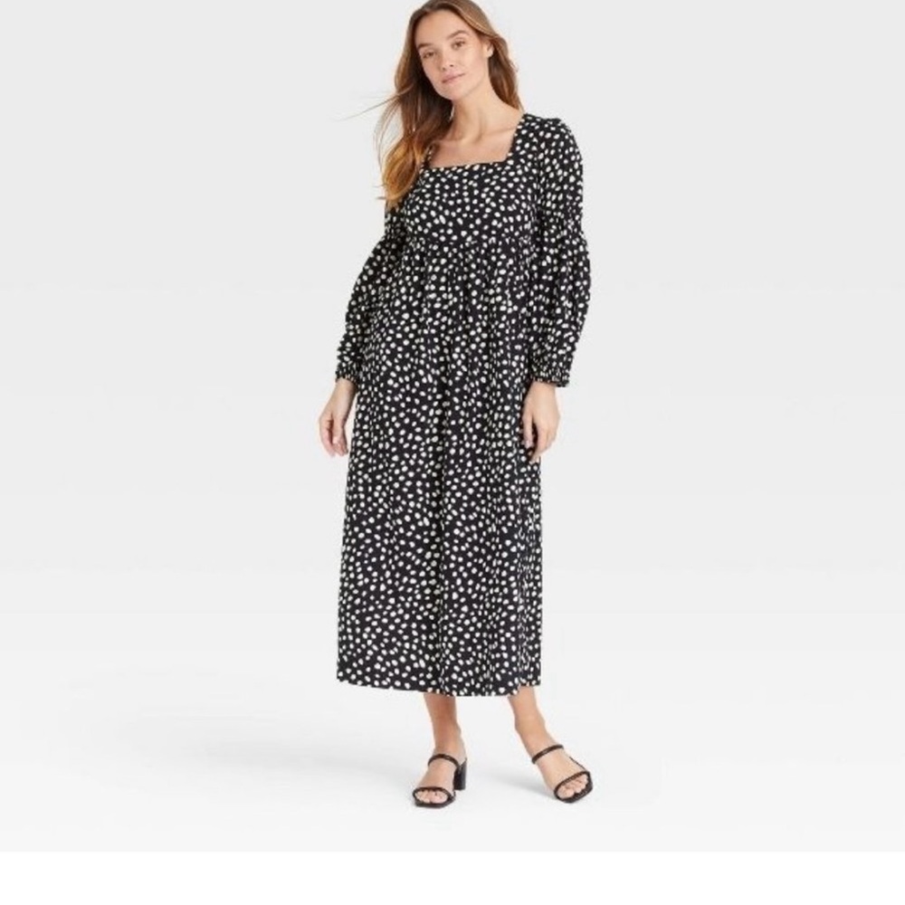 Elegant Black and White Polka Dot Dress